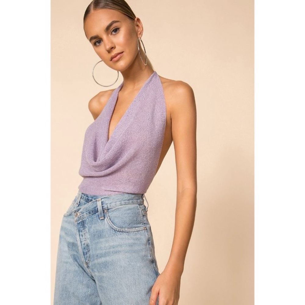 Superdown Lavender Cowl Neck Top